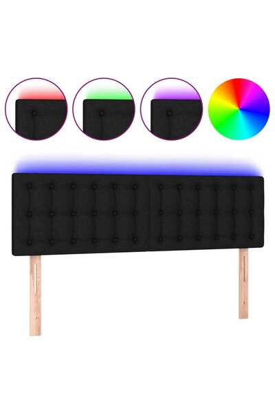 vidaxl Tăblie de pat cu LED, negru, 144x5x78/88 cm, textil
