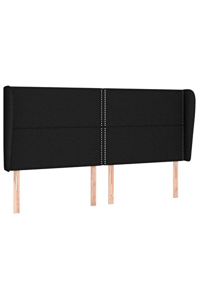 vidaxl Tăblie de pat cu aripioare, negru, 183x23x118/128 cm, textil