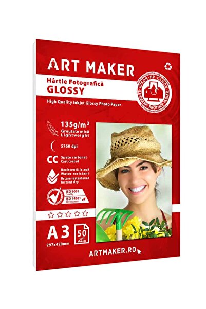 Art Maker Hartie foto Glossy, 135g/mp, cc, A3, 50 coli