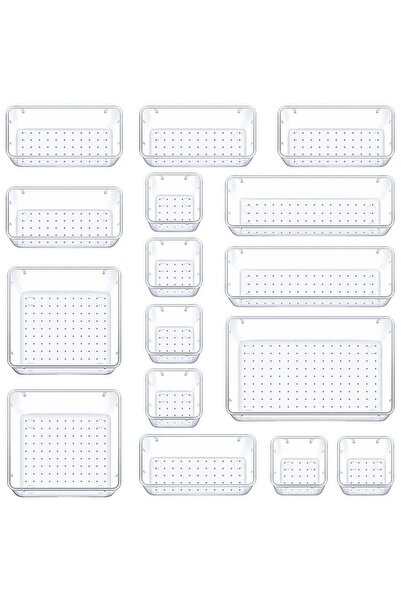 Arabest Storage Box Set,16 Piece Clear Plastic,Non-Slip,Separate Organization...
