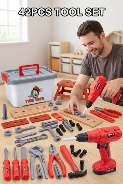 Generic 42 Pcs Abs Pretend Play Tool Set Electric Drill Construction Kit Carr...