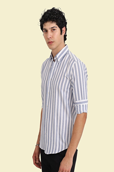 Erkek Slim Fit uzun Kollu Kolay Ütülebilen Pamuklu Düğmeli Gömlek