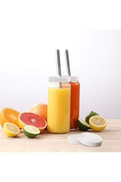 Yıldızan nht shop 1 قطعة 480 مل (مع مصاصة و2 غطاء) كوب زجاجي، غطاء محكم الغلق...