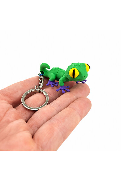 Yapı3D Cute Lizard Keychain with Flexible Joints Decorative Mini Figure Hard Plastic Bag Ornament Accessory