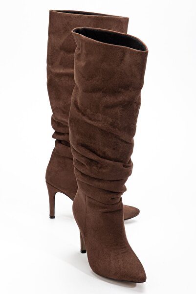 I Love Shoes حذاء نسائي يومي بكعب عالٍ ورفيع من جلد الغزال البني الفاتح من سوليت