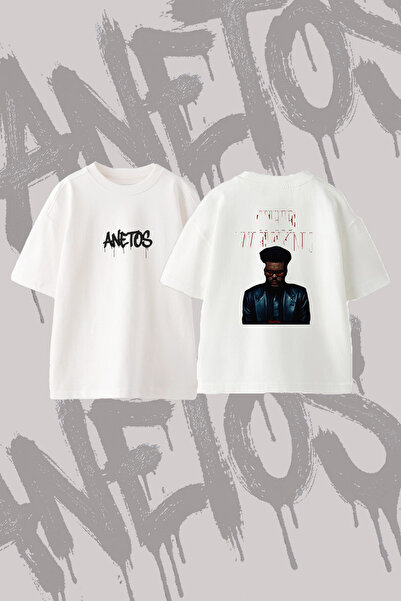 Anetos The Weeknd Heartless Design Back Printed Cotton White Oversize T-Shirt