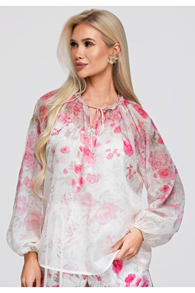 OMBRE Cămașă de damă, croială lejeră, mânecă lungă OW-SH-E0063