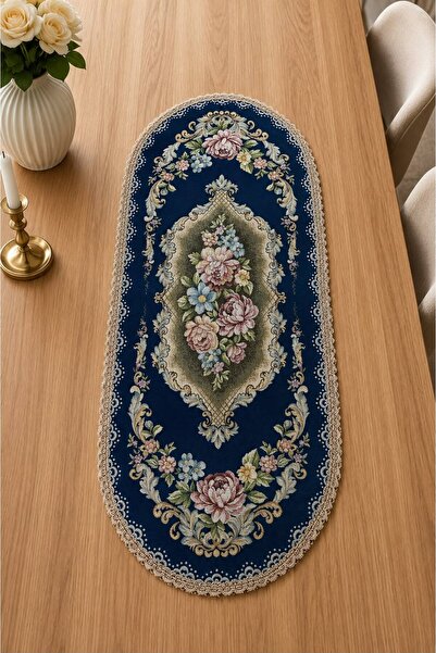 Yeshome Collection Royal Bouquet Şönilli Goblen 40X90 Oval Runner - Coffee Ta...