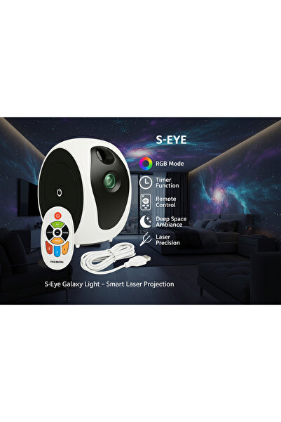 s-Eye Proiector Laser Galaxy Light - Cer Instelat, RGB, Telecomanda, Timer, D...