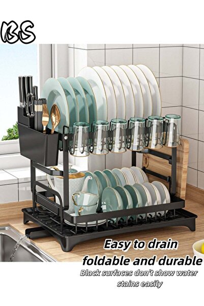 BS Double-Layer Foldable Dish Drying Rack | collapsible dish rack | Equipped ...