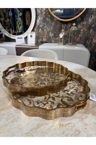 KARCILAR HOME STORE 2-Tray Transparent Glass Tray