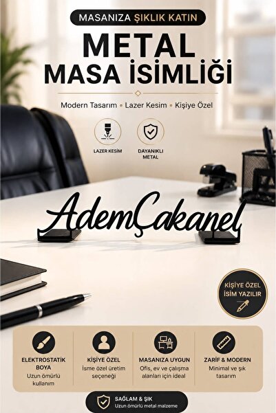 Loselya Kişiye Özel İsim Yazılı Metal Masa İsimliği - Yeni İş ve Terfi Hediyesi