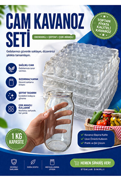 6’ lı 1 KG Cam Kavanoz Seti – Şeffaf, Dayanıklı ve Çok Amaçlı