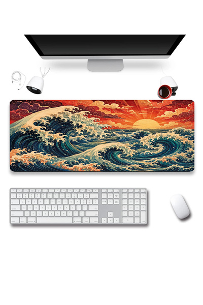 SonicTouch Keyboard Mousepad 40X90Cm Japanese Sunset Seamless Smooth Liquid-P...