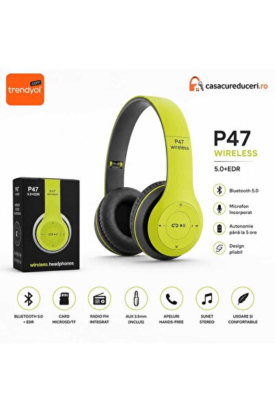 ANY SHOP MARKET P47 Wireless Bluetooth Headphones 5.0 + EDR, Built-in Microph...