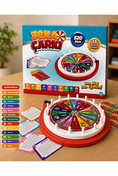 FUNCY Zeka Çarkı Bilgi ve Eğlence Oyunu 520 Soru 13 Kategori 2-6 Oyuncu 7+ Yaş