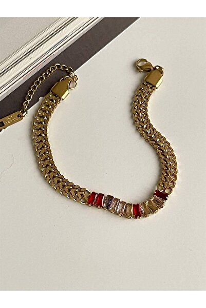 Haziran Accessory, Gold Extension Ring Steel Women's Bracelet with Clover, He...