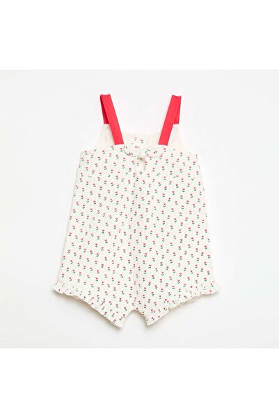 KIABI Waffle Knit Romper with Print WHITE