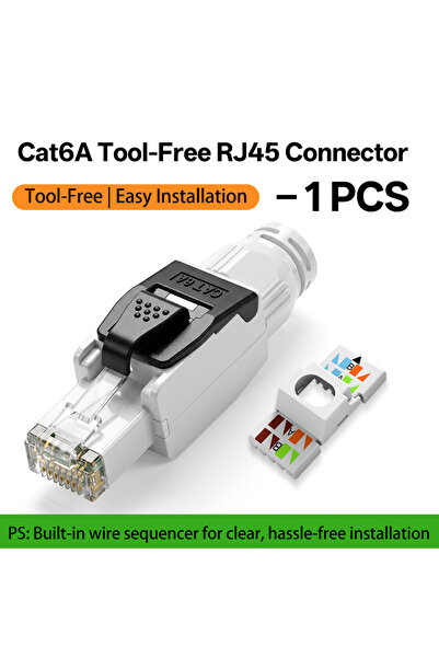 Choice1 Cat6A 1Pcs BYXGD Cat6A Tool-Free RJ45 Connector No-Crimp Reusable Eth...