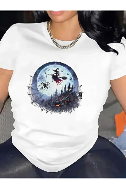 KYMC07 قميص قطني بتصميم ساحرة الهالوين للديكور المنزلي، متين وخفيف الوزن، مثا...