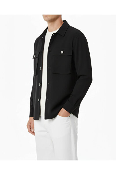 TerziAdemAltun Italian Style Men's Seasonal Coat Black T13312