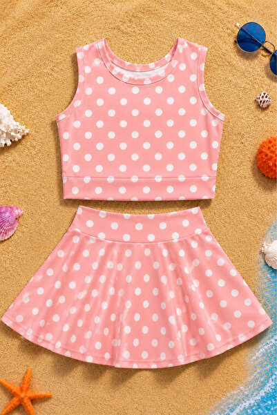 ESİLA KİDS Set costum de baie roz cu buline pentru fete