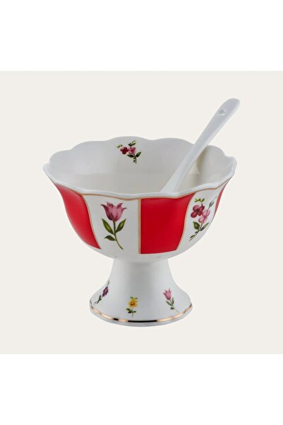 SUDE HOME Acem Red Ice Cream Cup and Spoon Set of 6