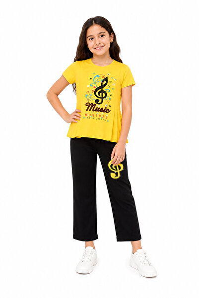 Generic Girls' Set T-Shirt and Trousers with Music Motif |   Sizes 6-12 Years