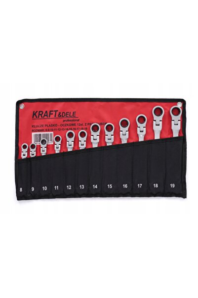 Kraft&dele Set de 12 chei combinate cu clichet 8-19 mm
