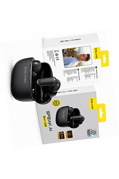 Blavec Căști traducătoare negre TWS BW-08 cu traducere AI pentru Realme 14x 5G