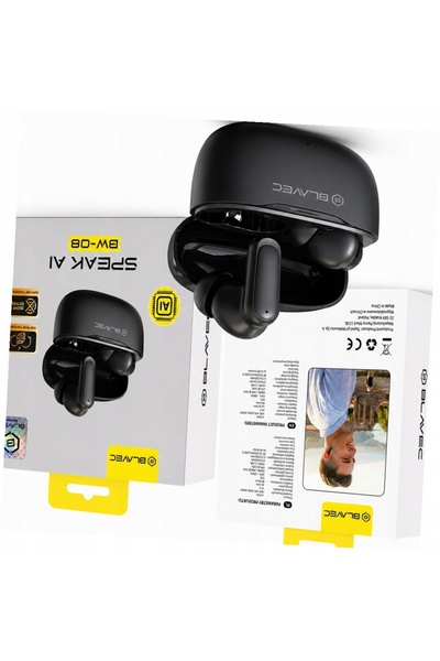 Blavec Căști TWS BW-08 traducător AI negre în timp real pentru Realme Pro Plu...