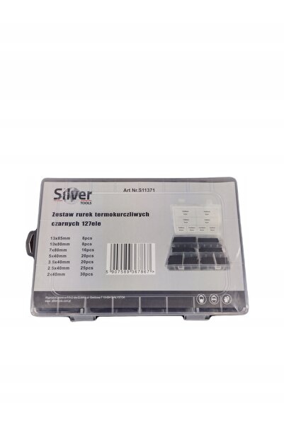 Silverina Set de tuburi termocontractabile negre, 127 bucăți, Organizator S11371