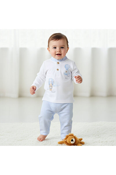 giggles Cotton Mandarin Collar Long Sleeve Pyjama Set with Print