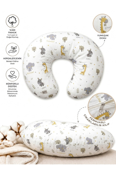 ngn collection Breastfeeding Pillow, 100% Cotton Washable Zippered Breastfeed...