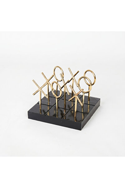 Palma homez Game X-O Black Base and Premium Pieces Gold and Black 18X18X14 cm