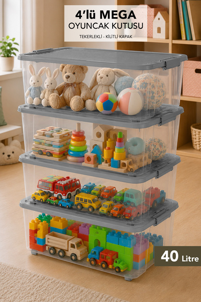 Meleni Baby 4-Piece Lockable Lid Storage Box - Children's Toy Organizer Baby ...
