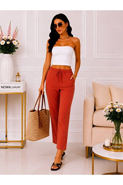 Nowa luxury KADIN KETEN GENİŞ PAÇA RAHAT KALIP PANTOLON