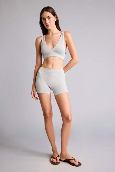 DeFacto Elastic Waist Gray Seamless Ribbed Boxer I0628Ax26Hs