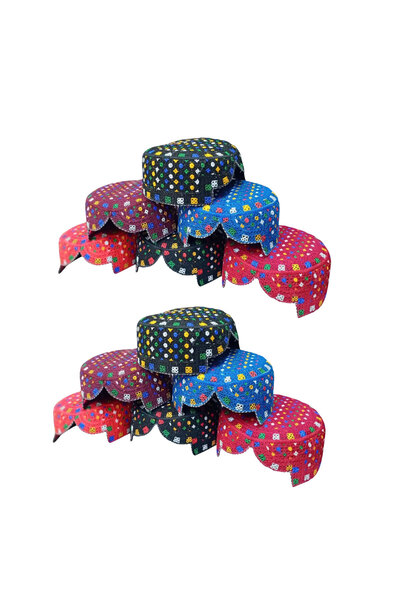 M.A Traders Traditional Sindhi Style Muslim Prayer Cap – Multicolor Cut Kufi ...