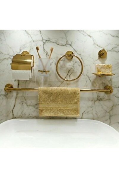 shind Shind 6Pcs Stainless Steel Gold Bathroom Accessories Set Complete Bathr...