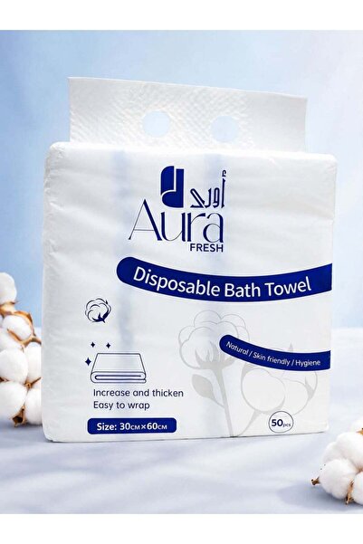 AURA Disposable Bath Towels Pack of 50 | 30x60 cm Extra Thick Woodpulp Towels...