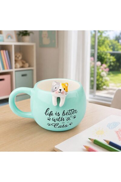 AiroBazar Ceramic Mug with Cute 3D Animal Figures - Handmade Look Gift-Ready ...