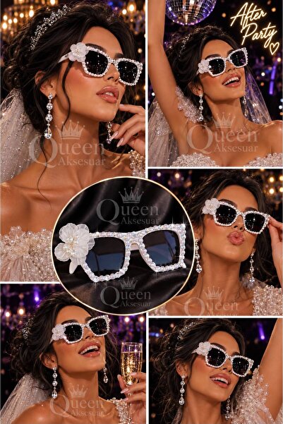 QUEEN AKSESUAR Luxury Custom Design Crystal Stone Pearl Bride Bridal Fun Glas...