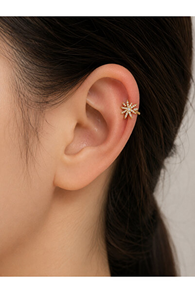 Bymiel Gold Color Zircon Stone Sun Figured Cartilage Earring – Single
