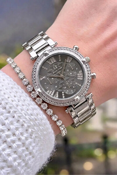 Feronnucci Women's Wristwatch with Calendar Bracelet Gift Gold Silver Double ...