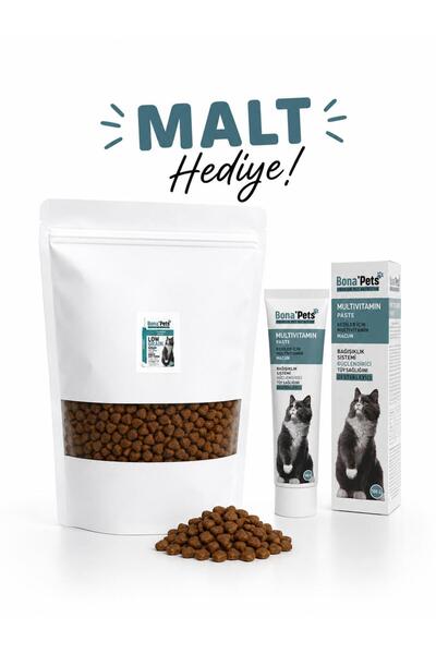 bona pets Düşük Tahıllı Kuzu Etli Yetişkin Kedi Maması 1 KG Malt Hediyeli