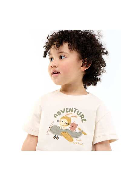 KIABI Short-sleeved fun print t-shirt WHITE