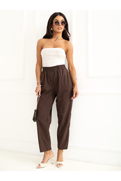 rue parıs Women's Pants, RUE PARIS, Polyester, Dark Brown, model RV-SP-A1311.60