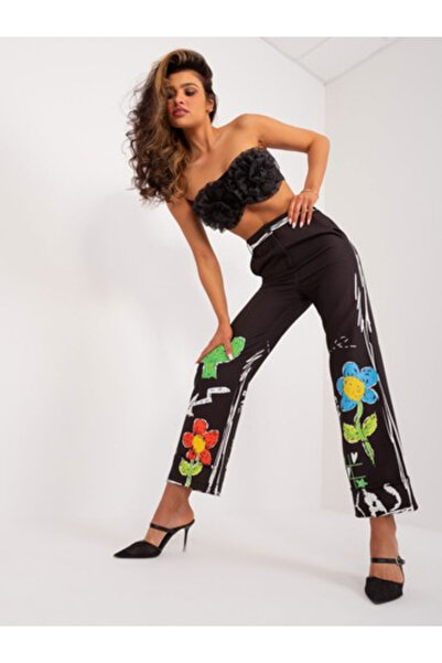 Italy Moda Women's Pants, ITALY MODA, Polyester, Print, Black, model DHJ-SP-1...