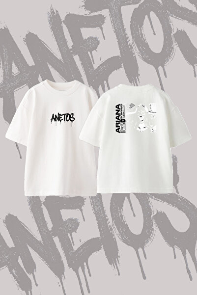 Anetos Ariana Grande_67 Design Back Printed Cotton White Oversize T-Shirt